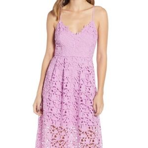 ASTR THE LABEL MIDI LACE CROCHET DRESS LT ORCHID